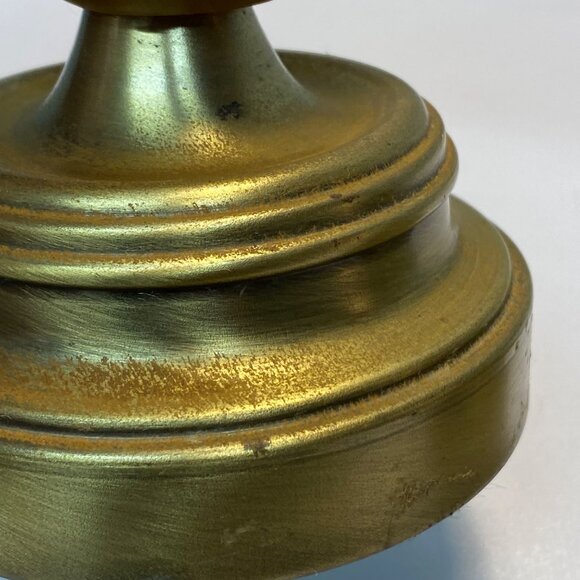Vintage Wood Brass Set of 2 Candle Holders Homco Gold Tone 9.5"x4" MCM Retro - Picture 15 of 16